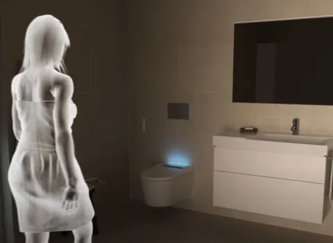 Vorschaubild der Funktionsweise des Dusch-WCs AquaClean Sela von Geberit.