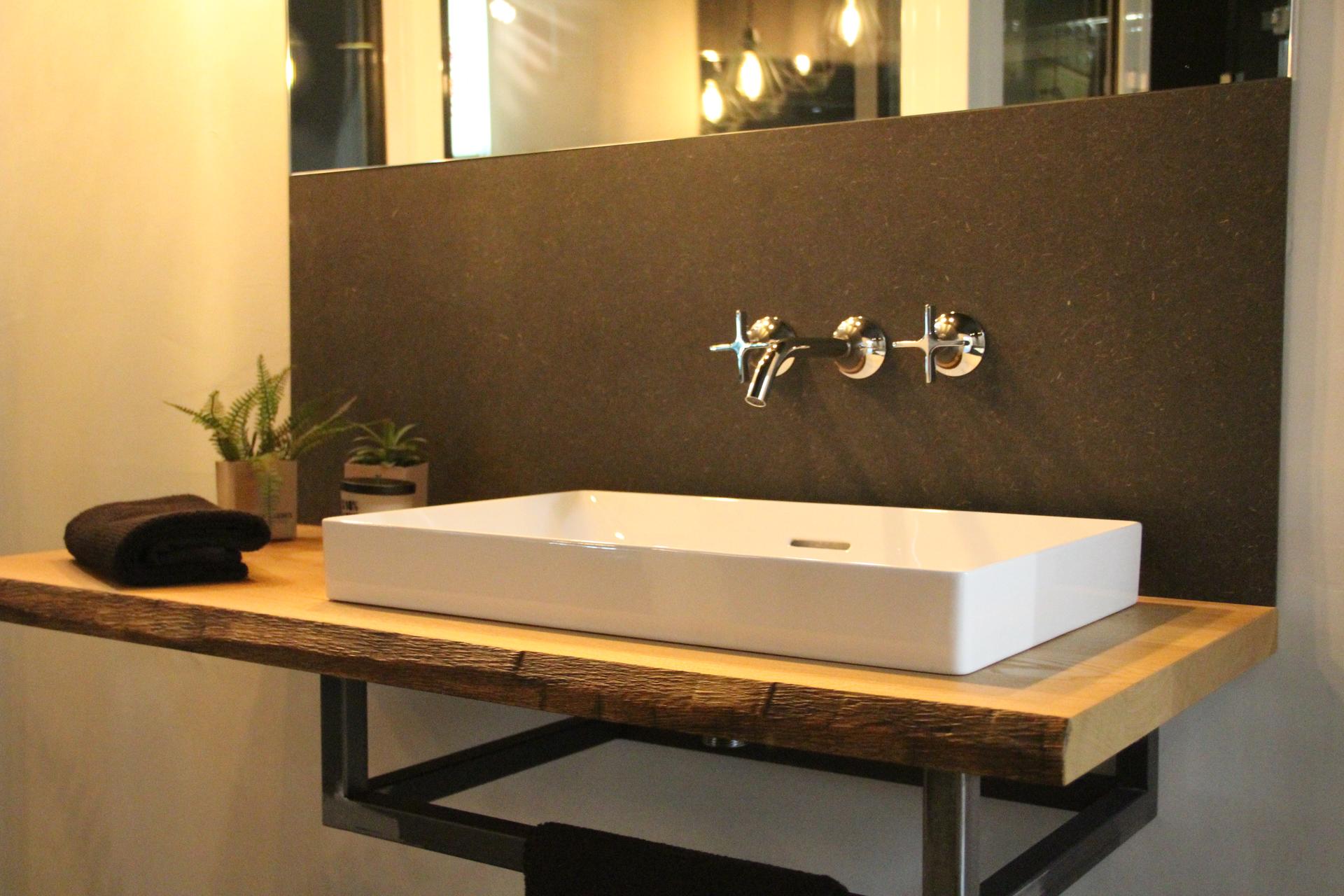 Naturholz Waschtisch Alape Aufsatzwaschtisch Dornbracht Vaia Wandarmatur