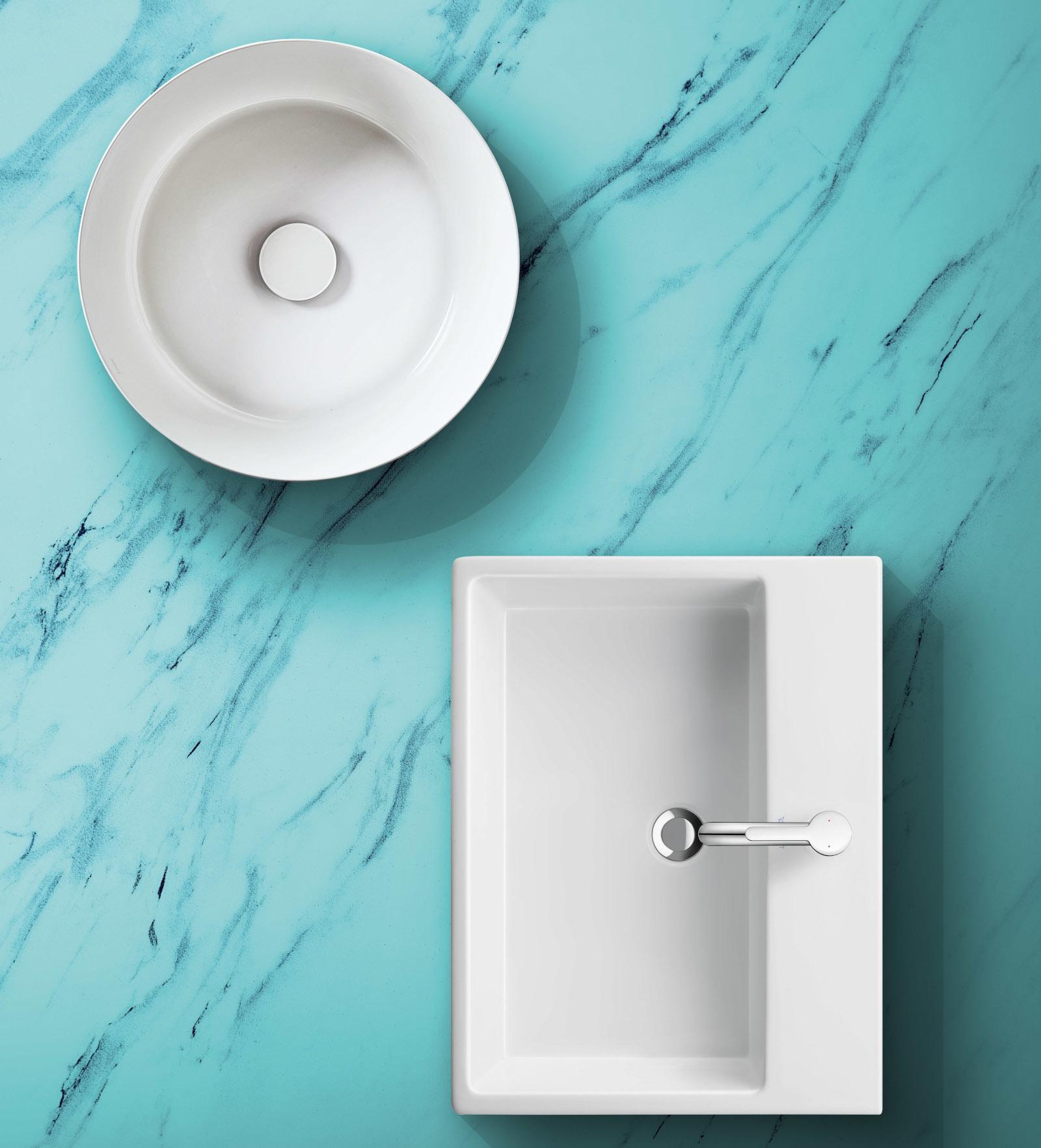 rundes und eckiges Waschbecken